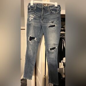 Faux Ripped American Eagle Blue Skinny Jeans